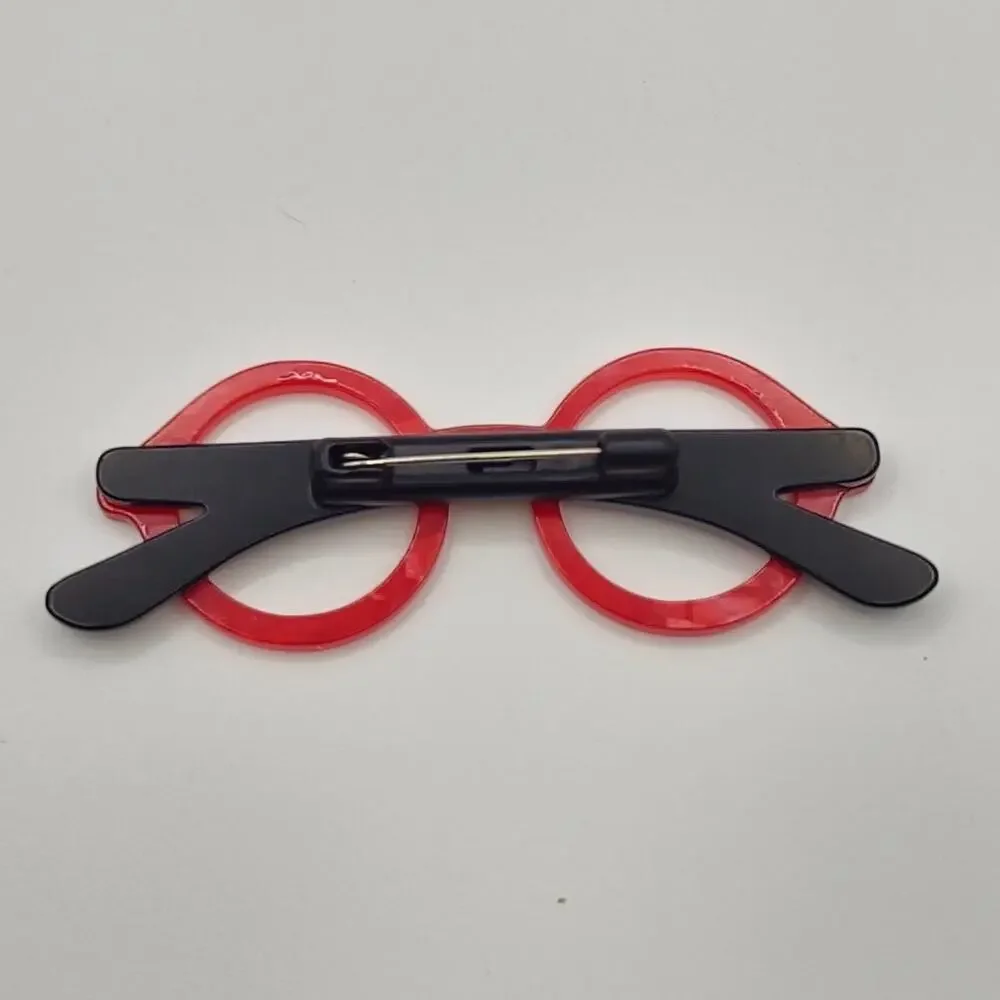 Red Round Rim Eyeglasses Acrylic Brooch Minimalist Fun Style